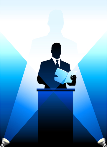 Business/political speaker silhouette background